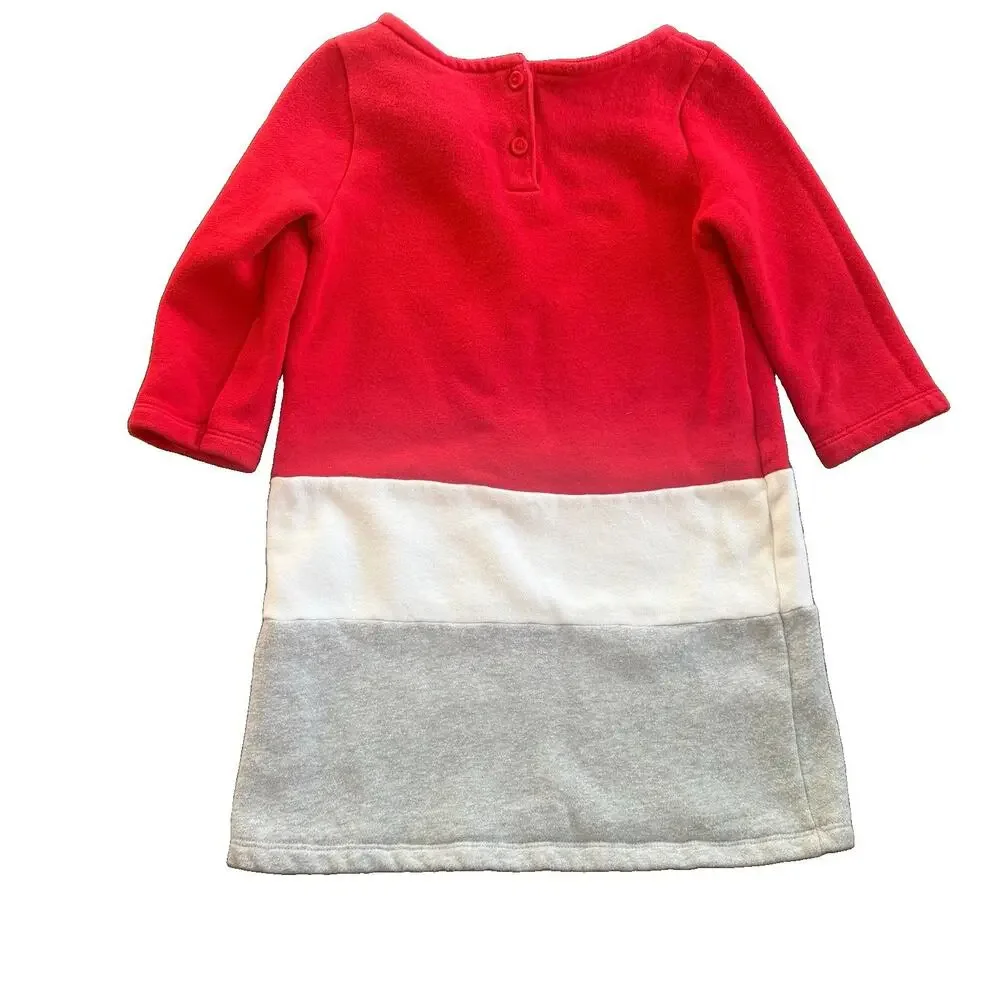 Gymboree Girls Colorblock Fleece Sweater Dress, Size 6, 3/4 Sleeve, Bow